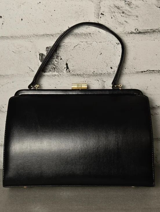 Vintage Needlepoint Rose Handbag Black Frame Kiss Lock Floral Purse - Picture 5 of 13